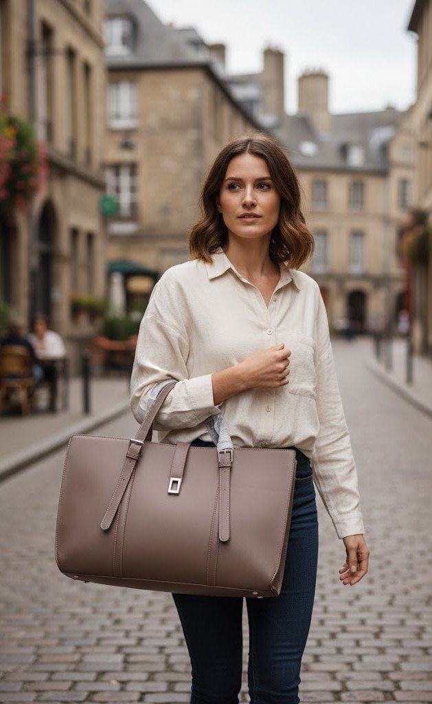 Large Tote Bag Dark Brown