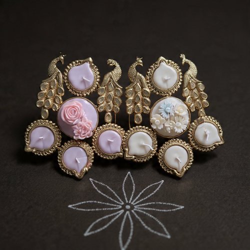 Peacock Urli & Decorative Red Candle Combo | Premium Festive Décor for Indian Homes - Image 2