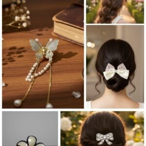 Premium Hair Clutchers & Pins Combo with Bow & Floral Styles