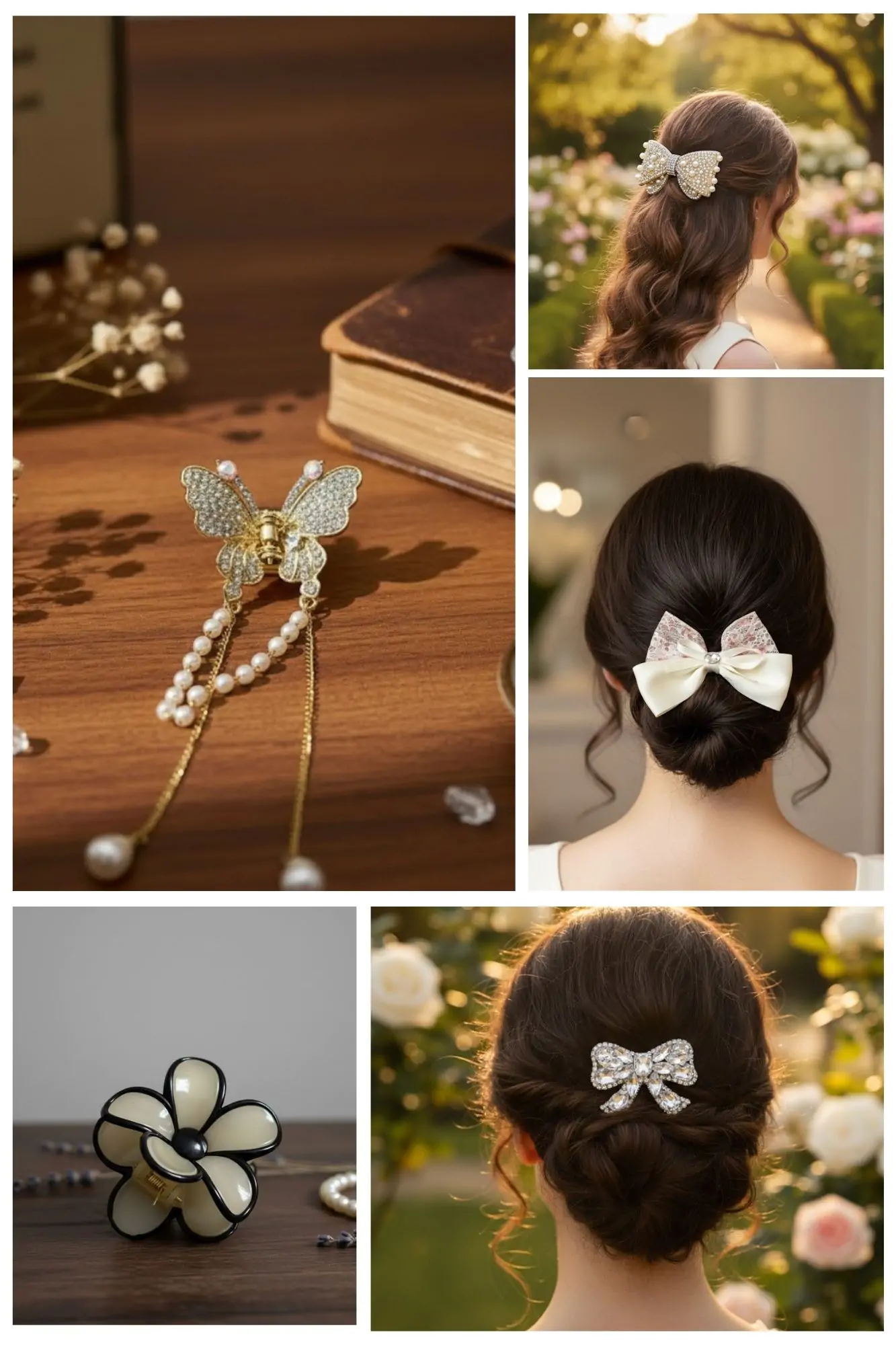 Premium Hair Clutchers & Pins Combo with Bow & Floral Styles