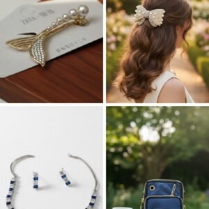 Fish Pin Accessories Combo Blue Neckpiece Sling & Bow Pin