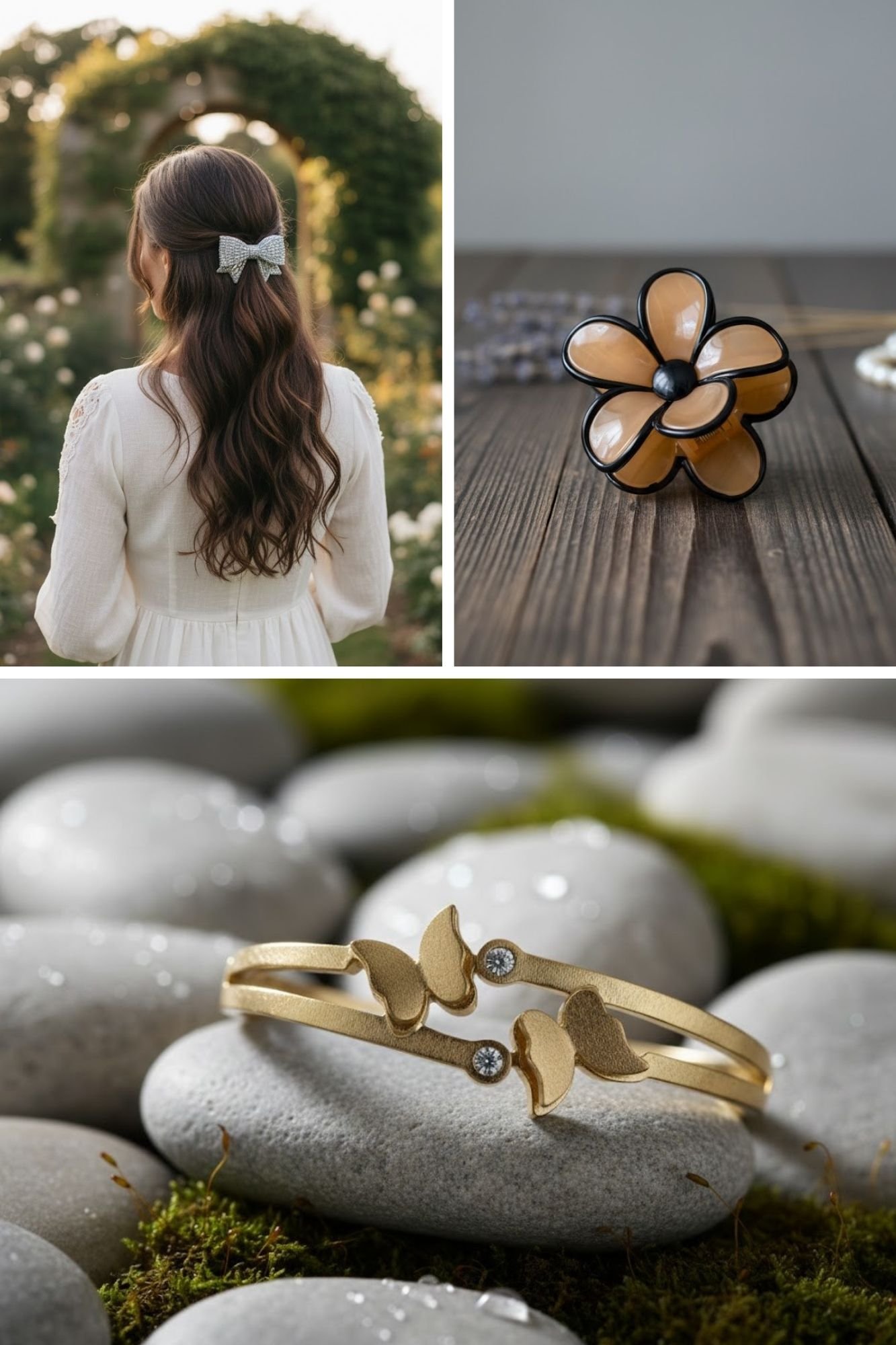Hair & Hand Combo with Flower Clutcher Handstack & Bow Pin