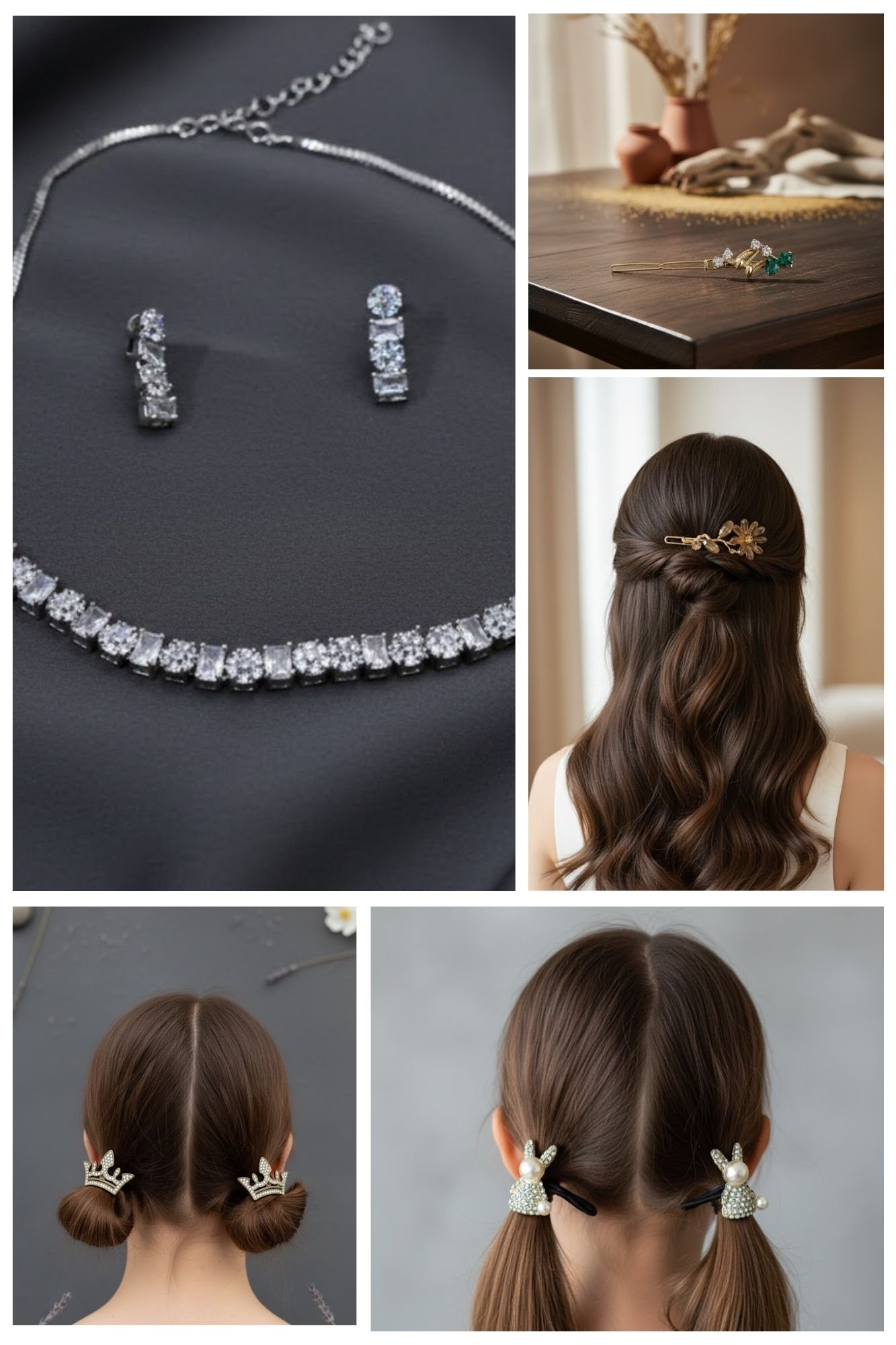 Accessory Combo Set Rubber Bands Neckpiece & Hair Pins