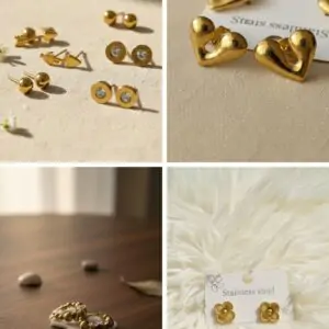 Bali Flower Heart Earrings Combo Premium Set of 4 Designer Earrings